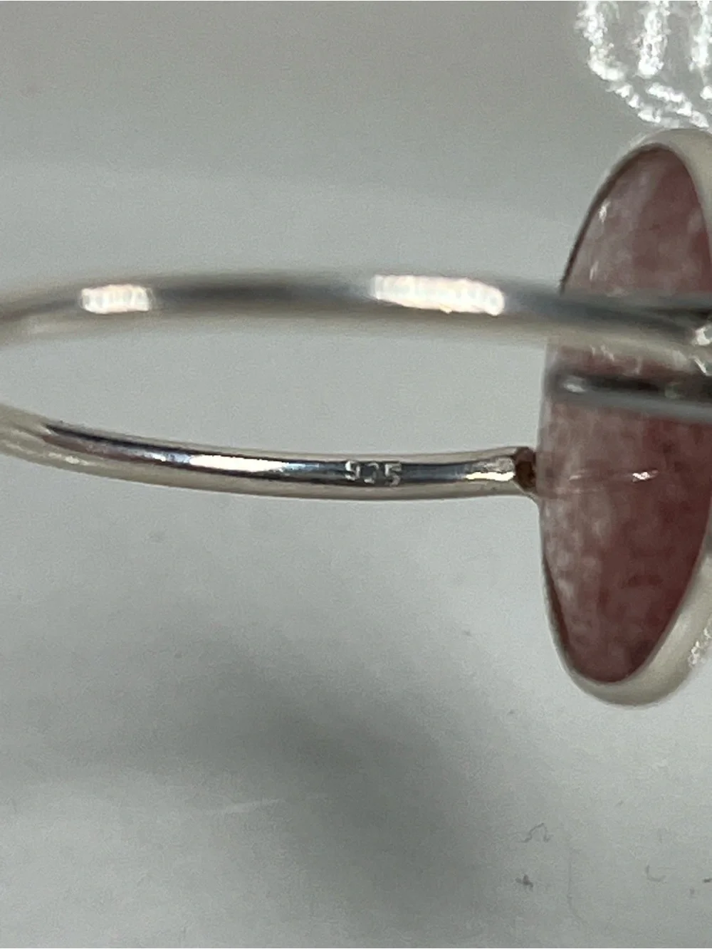 Solid Sterling Silver 925 Strawberry Quartz Gemstone Flat Stacker Ring Size 9